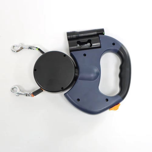 Verwicklungsfreie 360° Doppel-Hundeleine mit LED