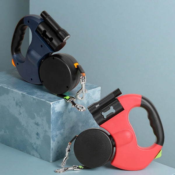 Verwicklungsfreie 360° Doppel-Hundeleine mit LED