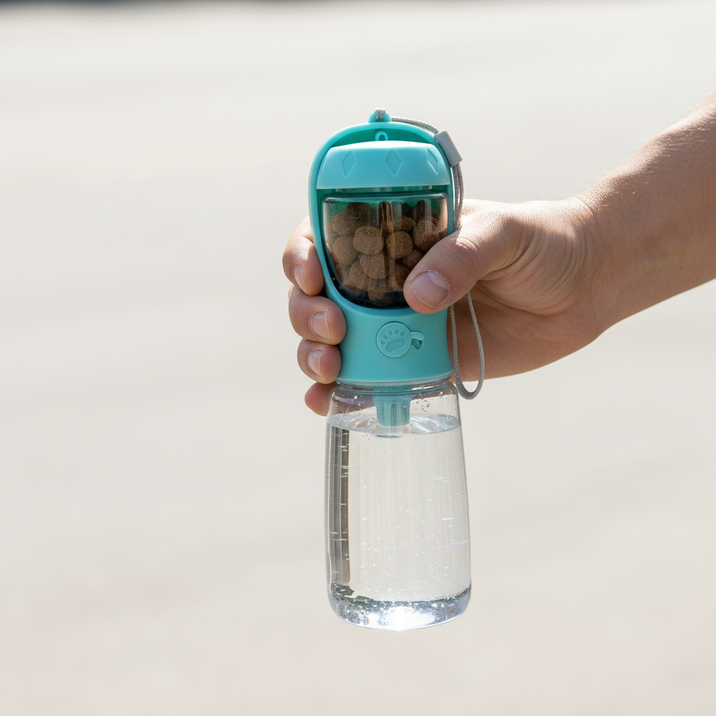 Hand hält Produktflasche